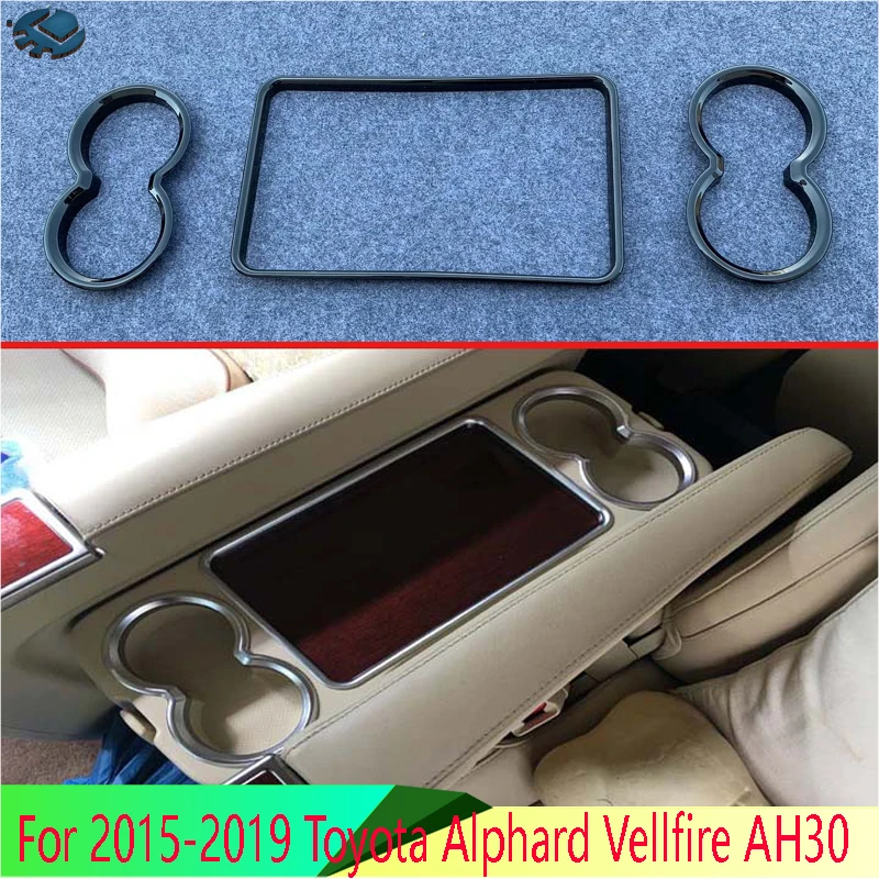 

For 2016-2021 Toyota Alphard Vellfire AH30 2018 Car Accessories ABS Chrome Middle Center Console Cup Drink Holder Cover Trim