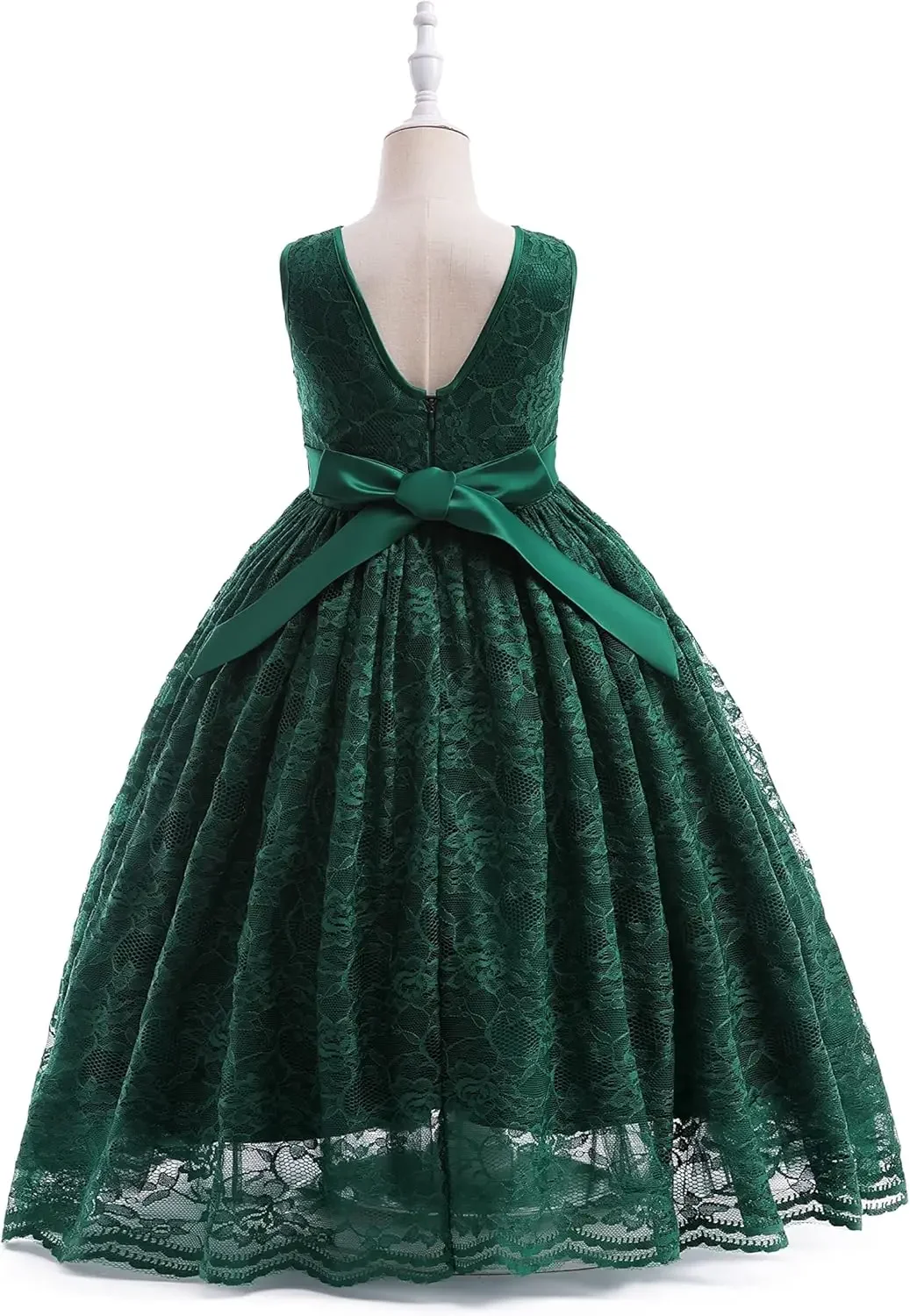 Ball Gown Girls Party Dress Full Lace Flower Girls Dress Long A Line Bridesmaid Wedding Tulle Dresses Birthday Formal Party