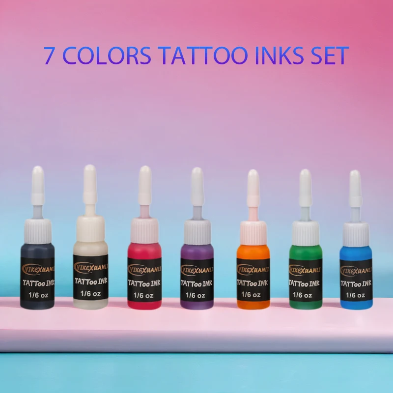 

5ml 10/7colors Tattoo Ink Pigment with box Body Art Tattoo Kits Professional Beauty Paints Makeup Tattoo Supplies Semi-permanent