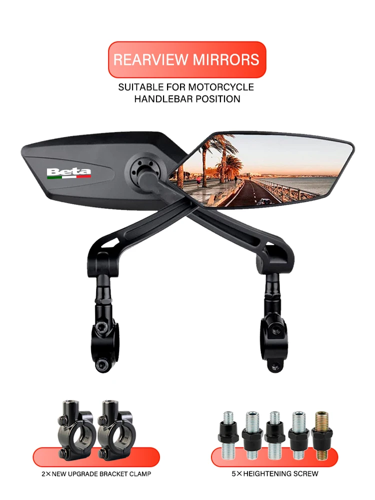 Rétroviseur rotatif réglable pour moto, rétroviseurs latéraux pour Beta Evo 250, Beta Racing, Junior, Senior, RR Endflats
