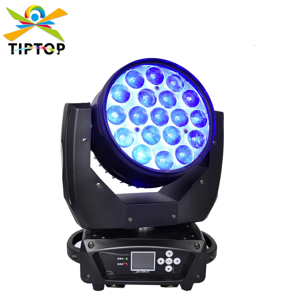 Freeshipping 19x15W Zoom Led Moving Head Light Pixel RGBW 4IN1 Color Control 24/16 Channels Wedding Party Truss Hanging Light