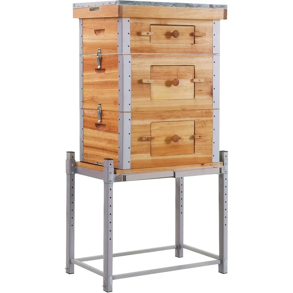 

Улей на 10 рамок с металлическими рамками, 100% покрытый пчелиным воском, включает вощеные основания, 2 глубоких и 1 средних ящика