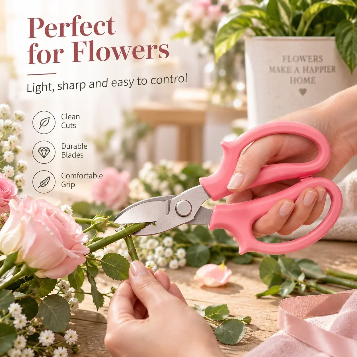 Garden Pruning Shears for Flowers and Fruit Trees, Strong Branch Cutting Scissors, Professional Gardening Tool for Home Use