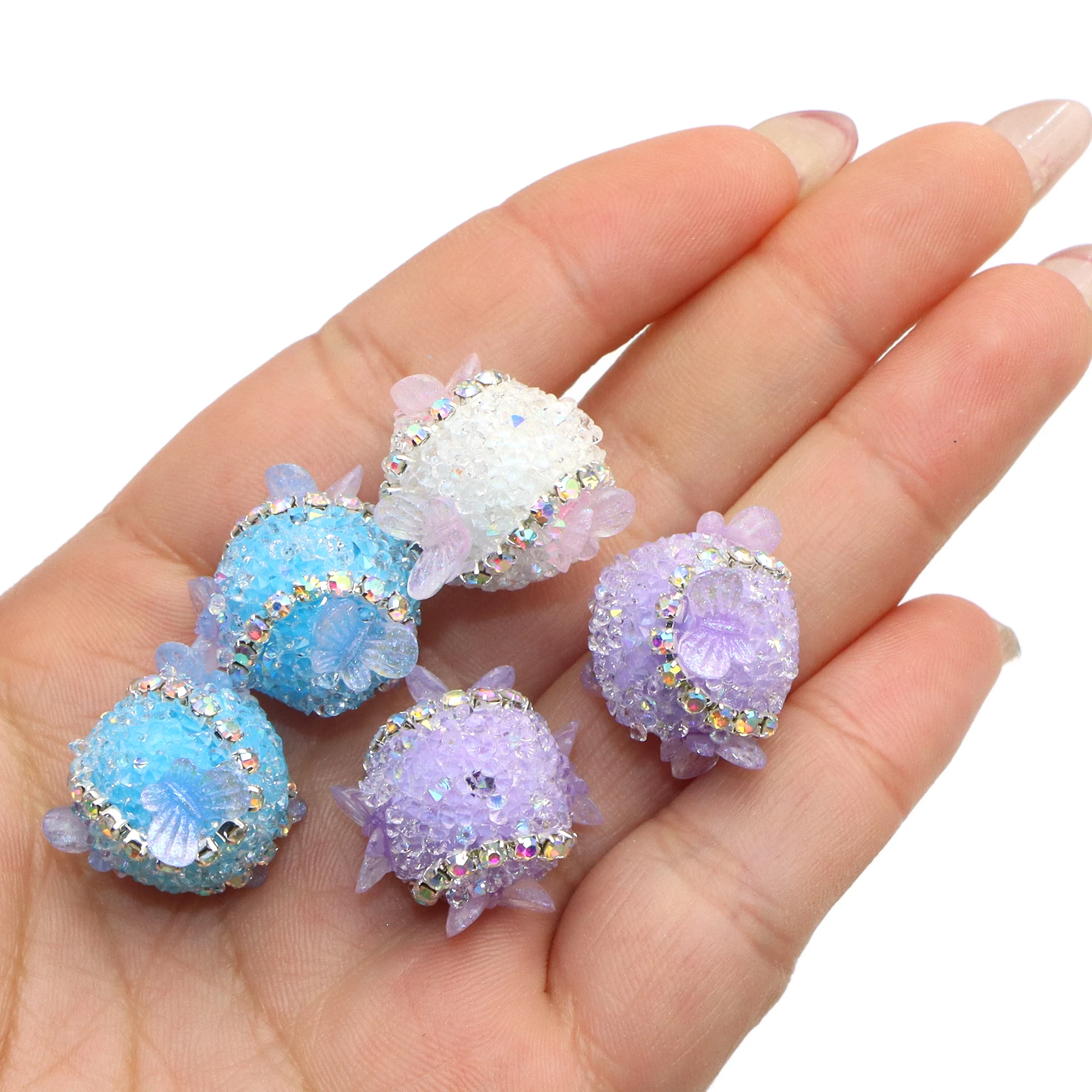 1Pc Rhinestone Faux Crystal Beads Butterfly Shaped Loose Spacer Acrylic Beads with Hole for Jewelry Making DIY Bracelet Necklace