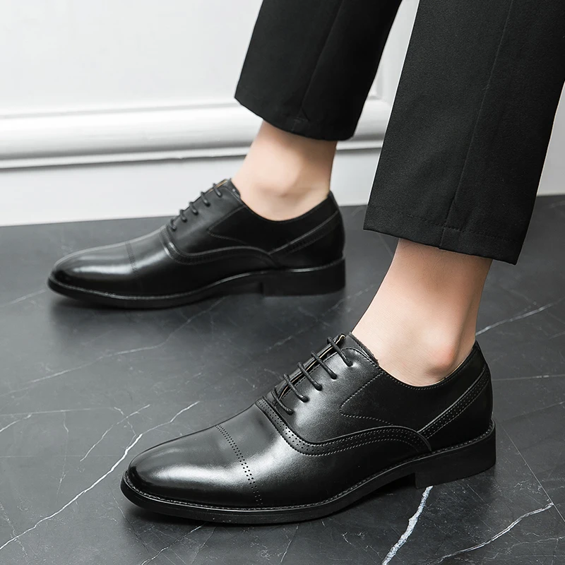 

Luxury Brand Men's Leather Casual Shoes Lace Up British Style Business Shoes Office Banquet Men's Formal Shoes Classic Brown