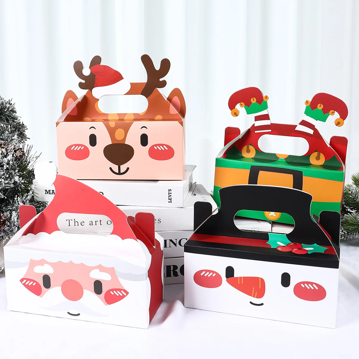 Kraft Paper Portable Christmas Gift Box 2023 Christmas Decoration for Home Santa Claus Cristmas Cookie Candy Box Navidad Notal