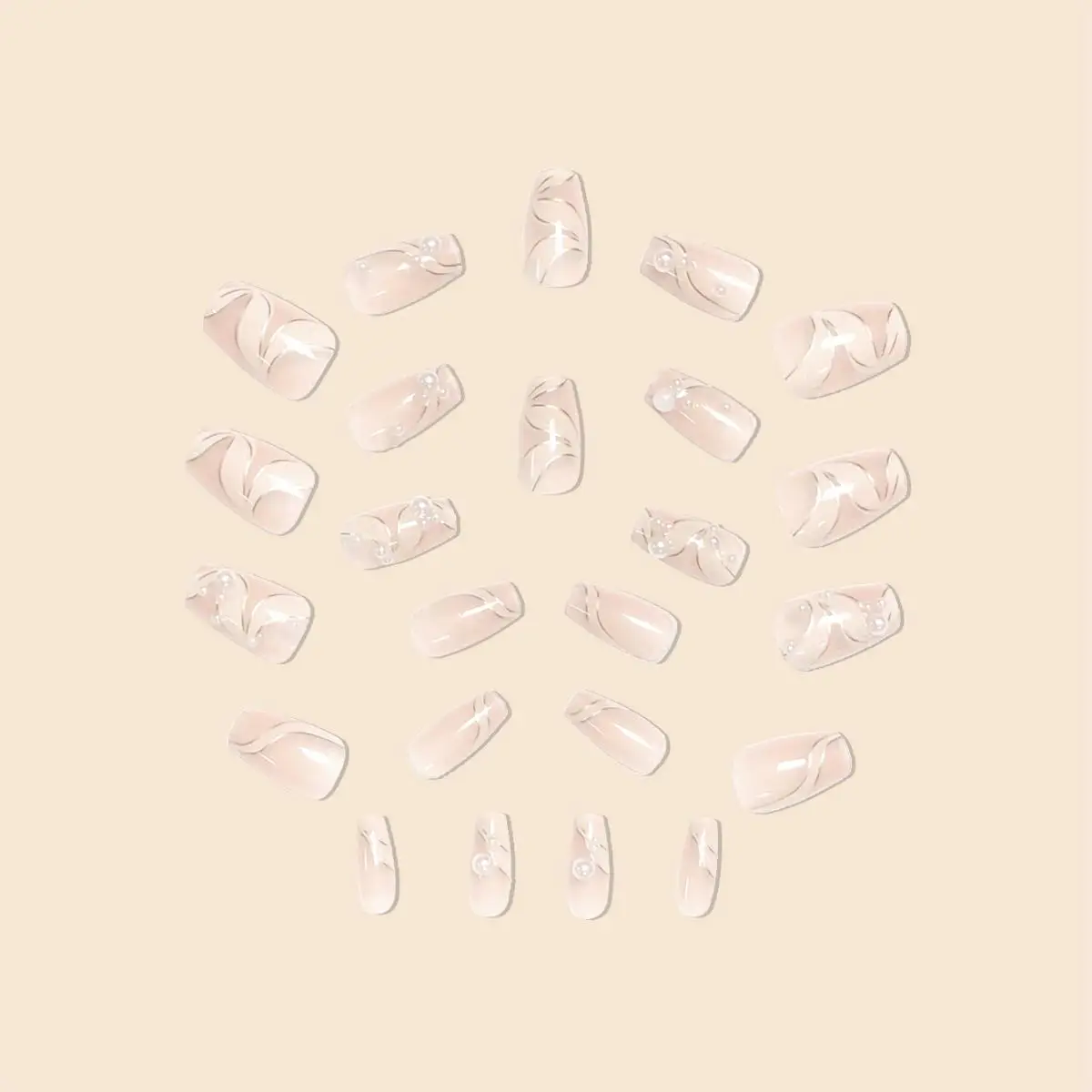 Nieuwe Mode Vrouwen Meisjes 24 Stks/set Kort Ballet Franse Parel Lint Decoratie Volledige Dekking Draagbare Nep Nagelpers Op Nail Art