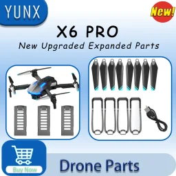 Replacement Spare Parts for X6 PRO RC Drone, Battery, USB Charger Cable, Maple‑Leaf Propeller, Motor Arm