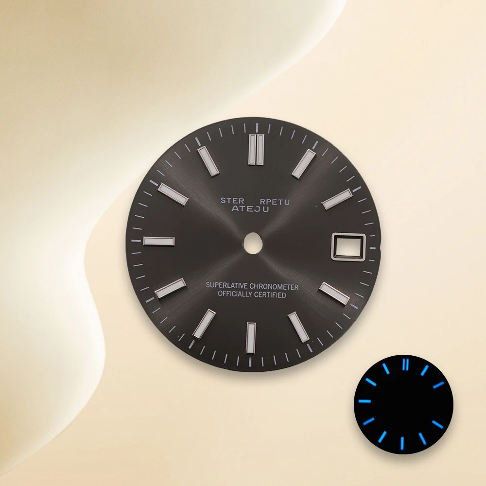 28.5mm gelo azul luminoso logotipo s sun patten nh35 dial sub mod adequado para movimento nh35/nh36 acessórios de modificação de relógio