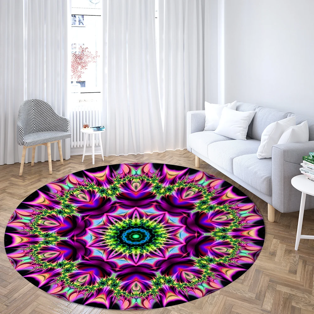 Family Living Room Bedroom Bathroom Floor MATS Printed decorative carpet Psychedelic Mandala round Sofa Home decor