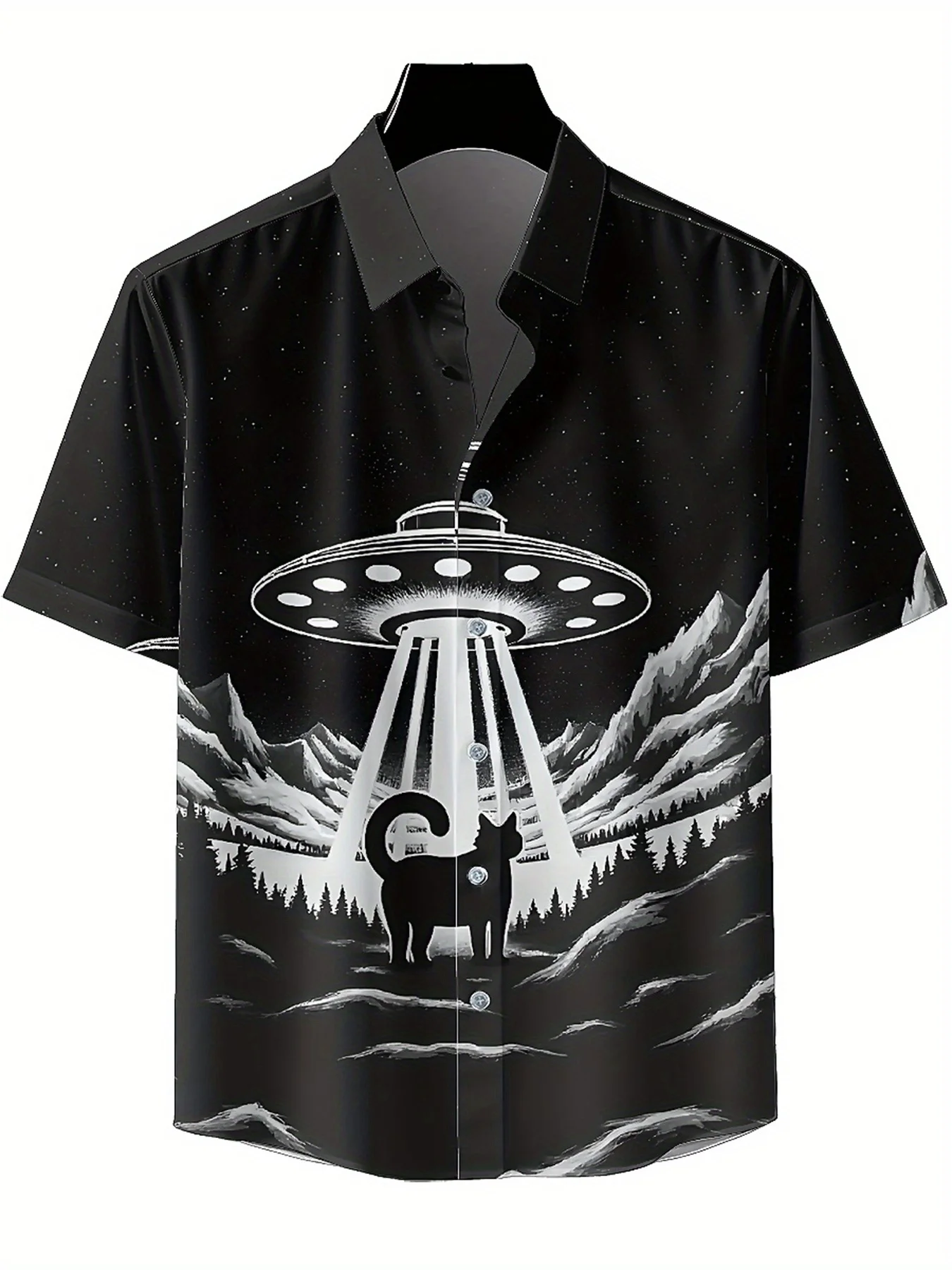 Men's Plus Size Hawaiian Shirts Alien Pattern,Premium Comfort Youth Clothes,Y2K Tops