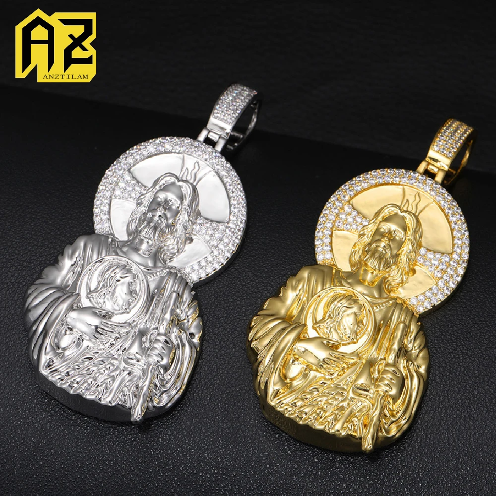 

Anztilam Face Иисус Iced Out кулон ожерелье с длинными звеньями веревка-цепочка ожерелья для женщин мужчин латунь циркон хип-хоп ювелирные изделия