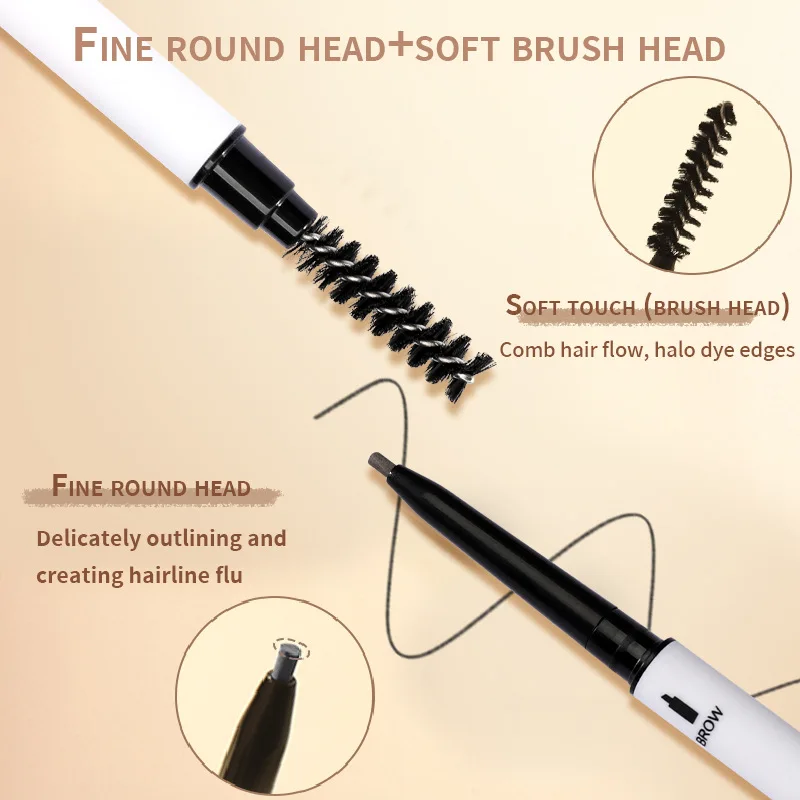 Crayon à sourcils à Tube fin à Double tête, pigment élevé, étanche, pas facile à décolorer, adapté aux débutants, cosmétiques pour les yeux