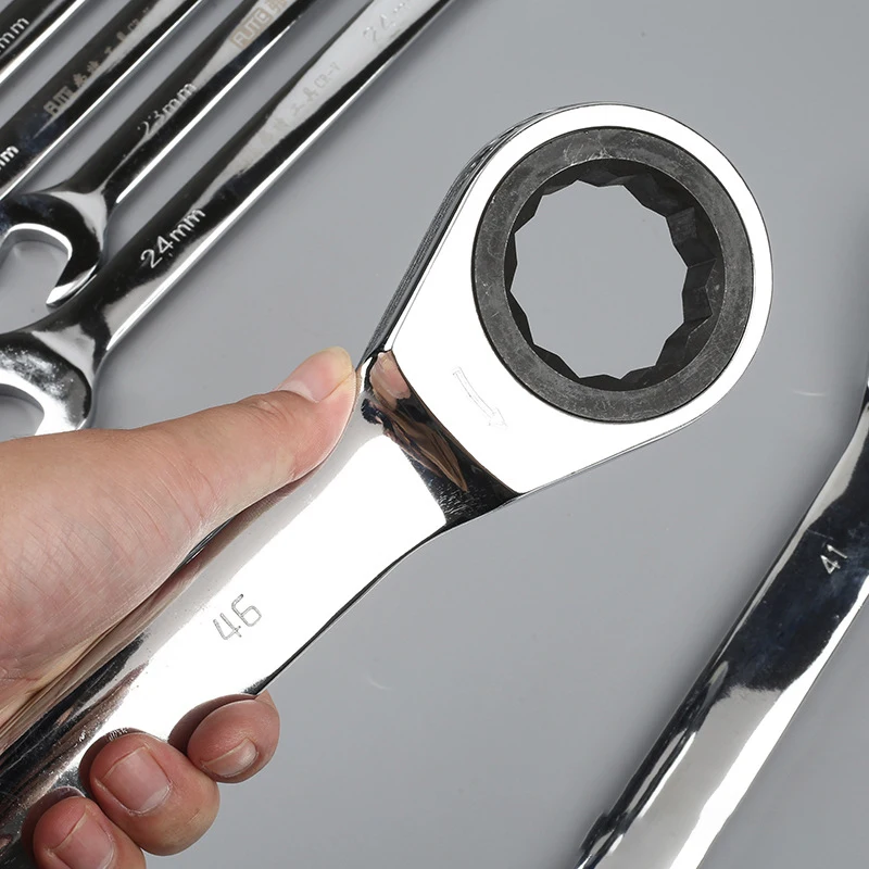6-12mm Ratel Quick Dual-use Wrench Momentsleutel Chroomvanadium Ring Gear Open-end Torx Wrench auto Reparatie Hand Hardware Tool
