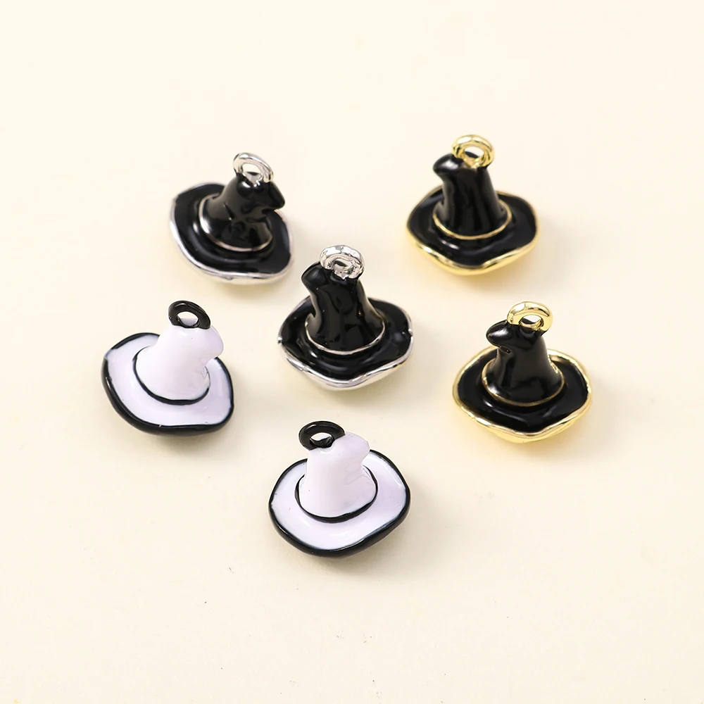 5 Stück 11*12mm süße Halloween Hexenhüte Charms Anhänger für Ohrringe DIY Halloween Halsketten handgemachte Schmuck Handwerk
