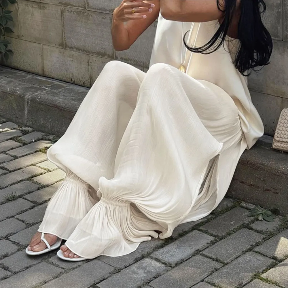 New French Women's Clothing Fashion Long Pants Elegant Casual Trousers Solid Color Simple Style Loose All-match Temperament Chic