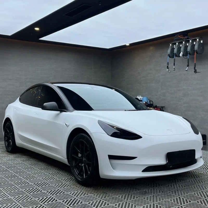 

For Tesla Model 3 2020-2023 Color Change Film Per-cut PPF Matte White Black PVC Paint Protection Film Anti-Scratch Vinyl Wrap