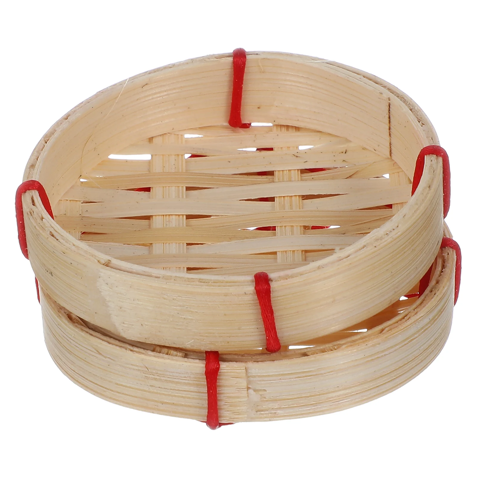 

2pcs Handmade Mini Round Basket Dollhouse Accessories Small Woven Storage ganizer Lightweight Bamboo Tray Tiny Round for Craft