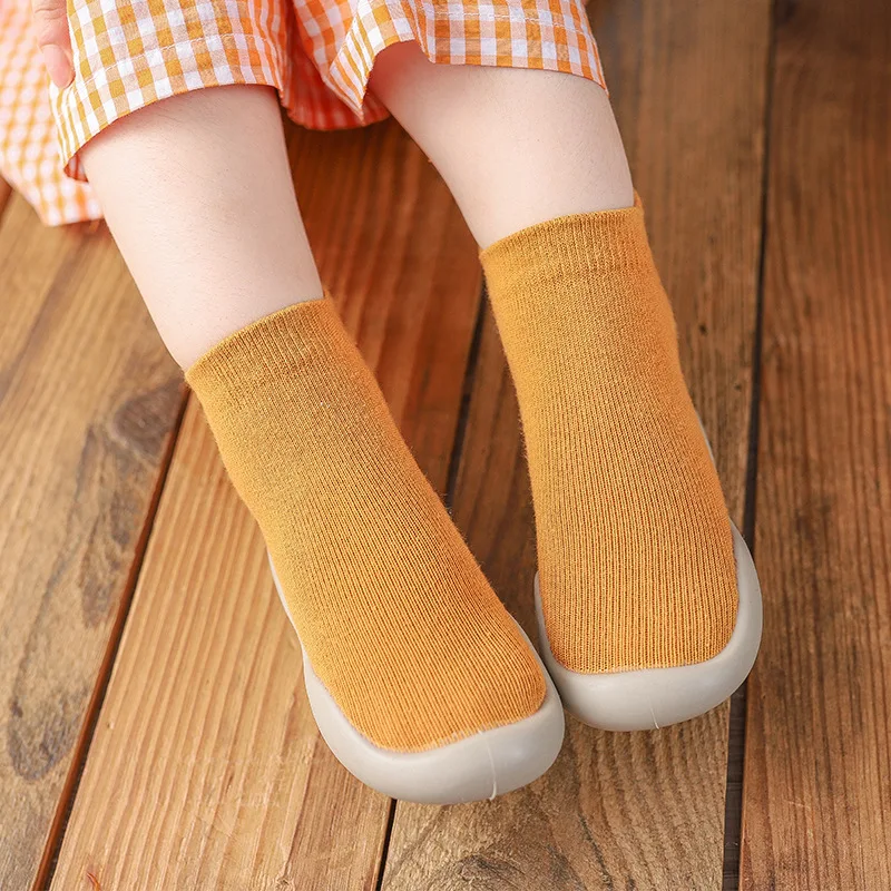 Autumn Winter New Baby Shoes and Socks Embroidered Cartoon Fruit Children's Floor Socks Rubber Sole Anti Slip Baby Walking Socks