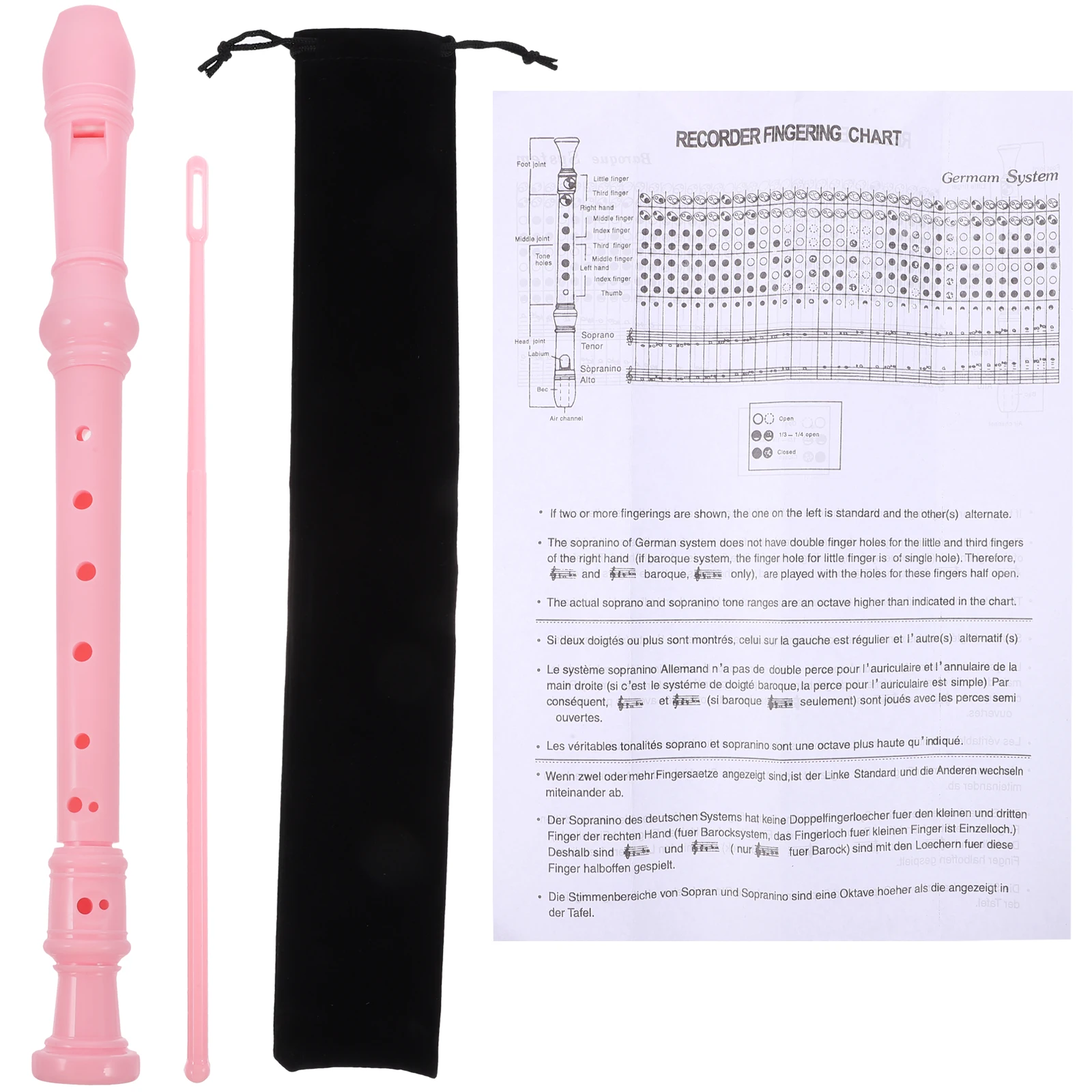 

Soprano Recorder Flute 8 Hole Lightweight Musical Instrument for Teens Beginners with Cleaning Rod Storage Bag Pure for Gift