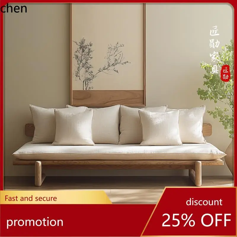 

CZ Home Furniture Solid Wood Sofa in Wabi-Sabi Style, Natural Wood Three-Seater Sofa, Double Sofa for Homestays