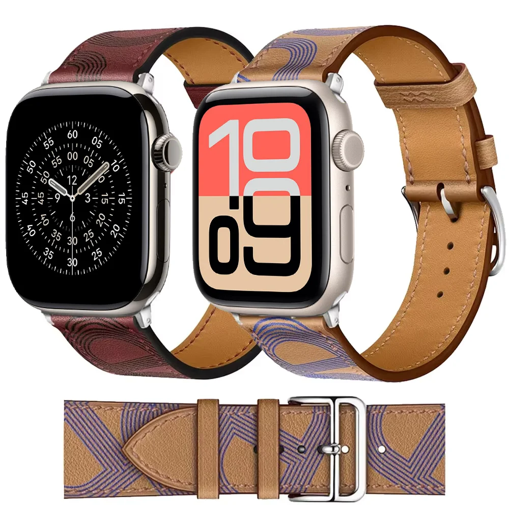 For Apple Watch Ultra 4 3 2 1 49mm 12 11 10 46mm 42mm 9 8 7 45/41mm Leather Strap Wristband For iWatch 6 5 4 SE 3 40/44mm Correa