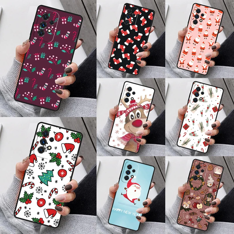 Christmas Cartoon New Year Phone Case For Samsung Galaxy S25 S23 S30 S8 S21 S20 FE S24 S22 Note 10 20 Plus lite Ultra