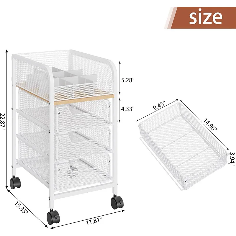 

Makeup Brush Storage Box File Storage Rack with Wheel Removable Under Desk Shelf with Drawer Office