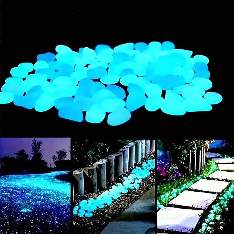 100/500pcs Glow In The Dark Pebbles, Resin Luminous Stones For Landscape, Garden Paths, Potted Plants, Parks, Aquarium Decor,