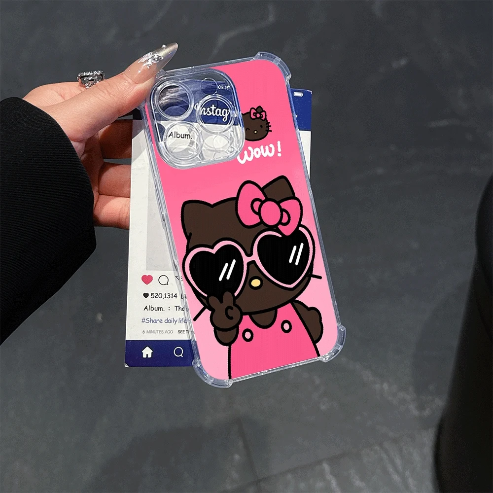 헬로키티 아이폰 15/16/15/14/13/12/11/x/xs/xs Max용 휴대폰 케이스, 소녀용 산리오 애니메이션 아이폰 케이스