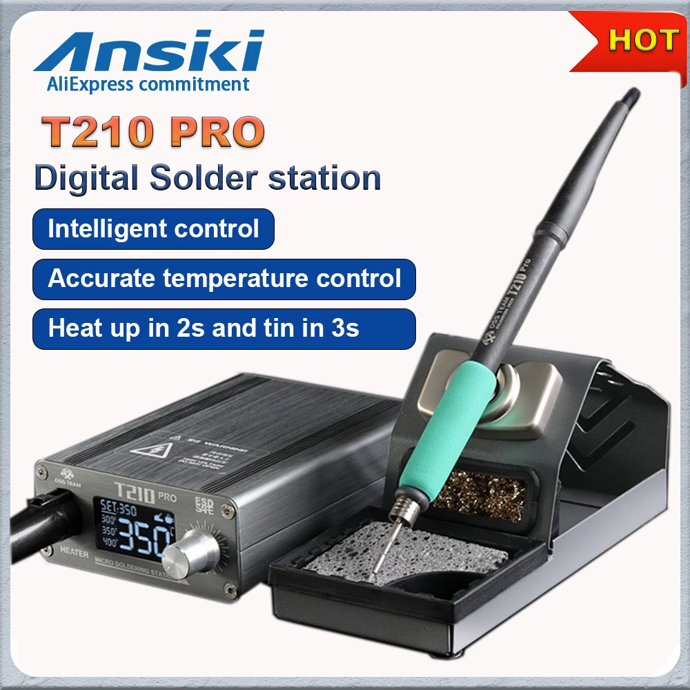 OSS TEAM T210PRO Lötstation 75W 3S Zinnschmelzen 120-450 ° C Einstellbares LCD für PCB IC Präzisionsreparatur-Schweiß-Nacharbeitswerkzeug