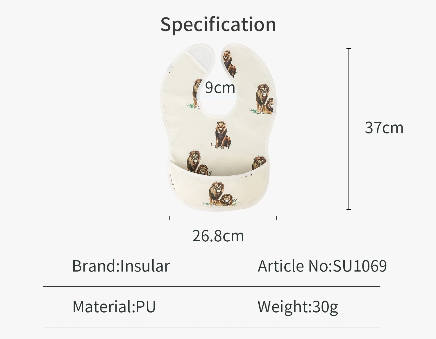 INSULAR Children's PU Waterproof Cartoon Reversible Feeding Bib Baby Product Cover view 6