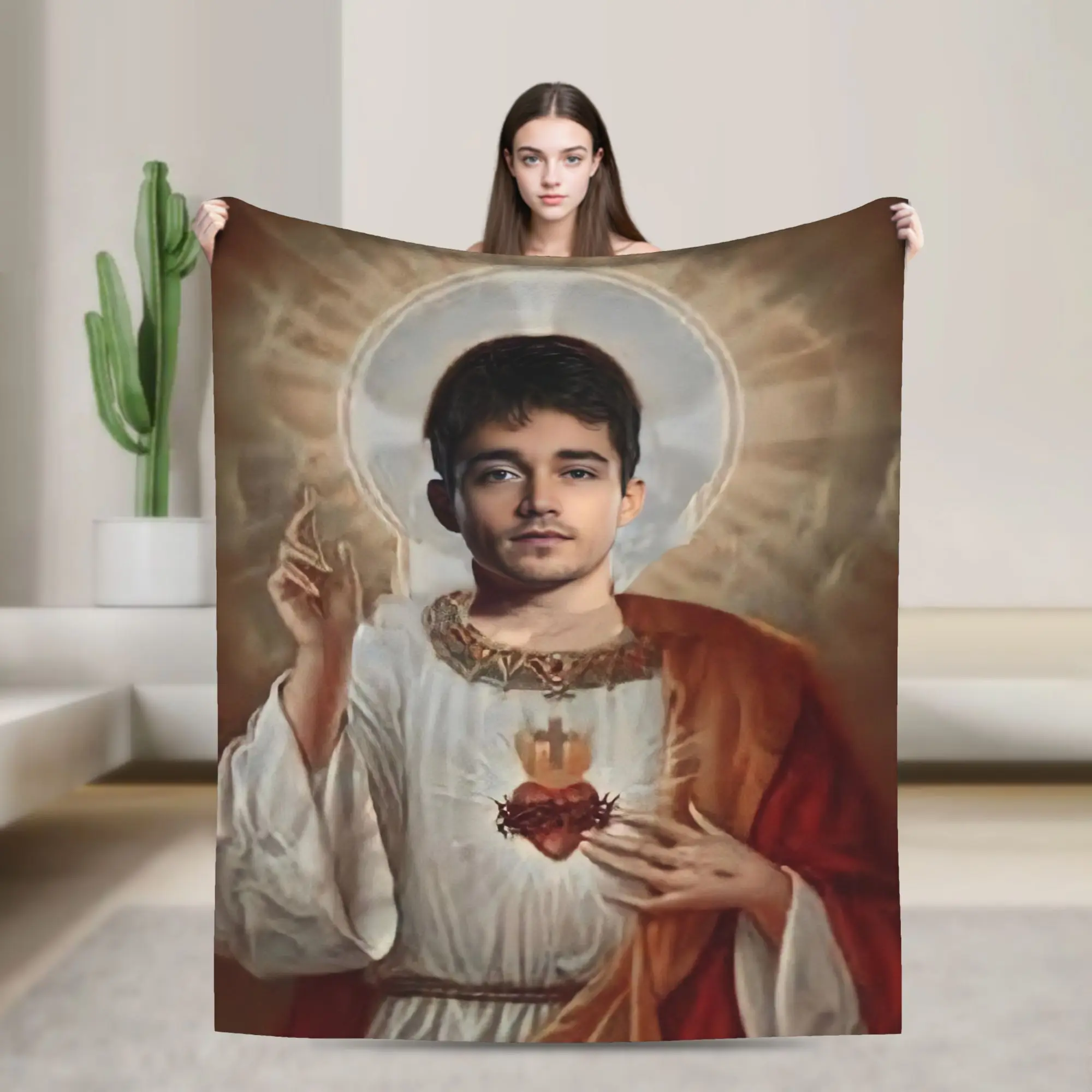 Funny image of Jesus Flannel printed blanket suitable for all seasons suitable for living room office sofa and travel 180x250CM