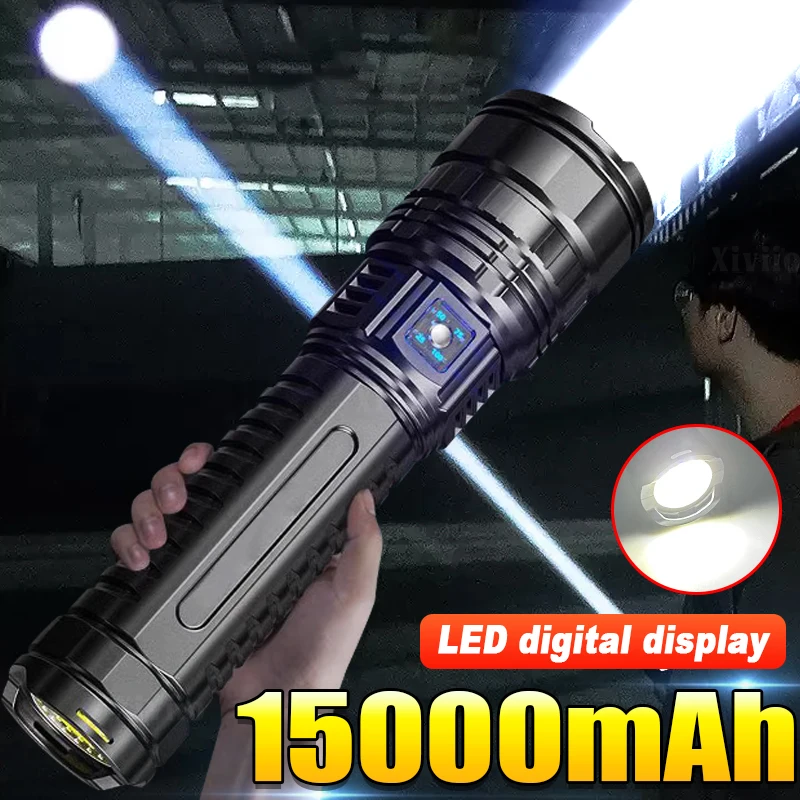 Ultra Bright Flashlight 190000000CD High Power Rechargeable LED Flashlights Built-In 15000mAh COB Light Tactical Camping Lantern