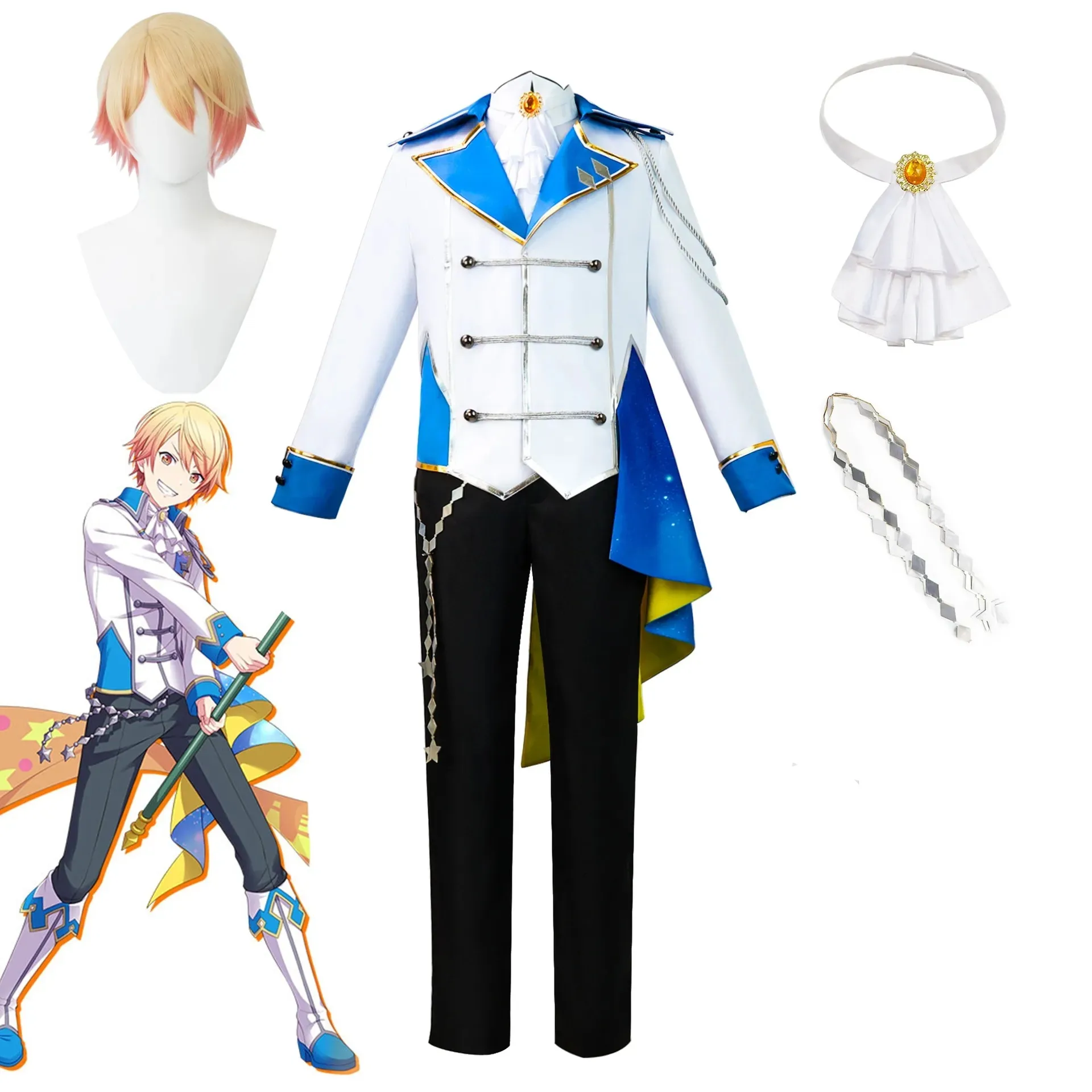 Wonderlands× Showtime-disfraces de Cosplay de Tenma Tsukasa para escenario colorido, uniformes de Carnaval y Halloween, traje de peluca para fiesta, juego de rol de Anime