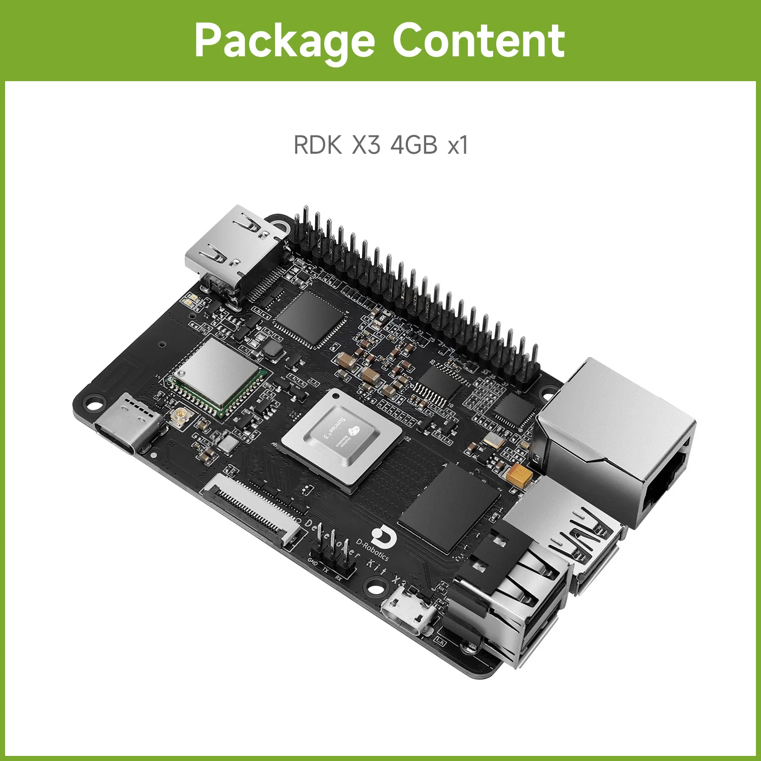 Waveshare D-Robotics RDK X3 Development Board, Quad-core ARM Cortex-A53 Processer, 5Tops Edge Inference, Options For 2GB/4GB