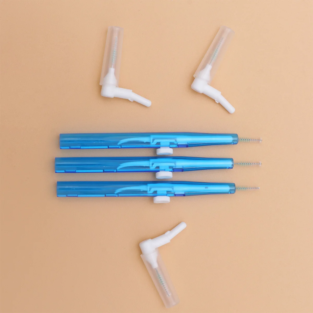 

35pcs Interdental Brush L-Shaped Three-Headed Dental Cleaning Tool For Tartar Removal Gum Massage Blue Toothpick Cleaner