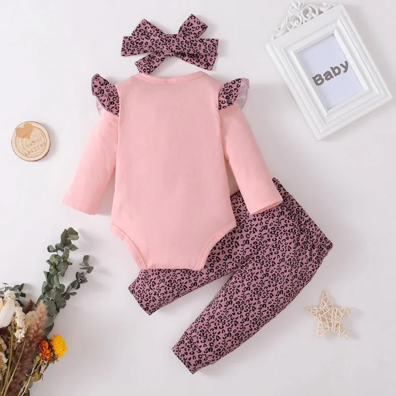 Winter  Newborn Infant Baby Girl Clothes Ruffle Romper Toddler Girl Floral Cotton Pant Sets Girls\' Clothing Outfit