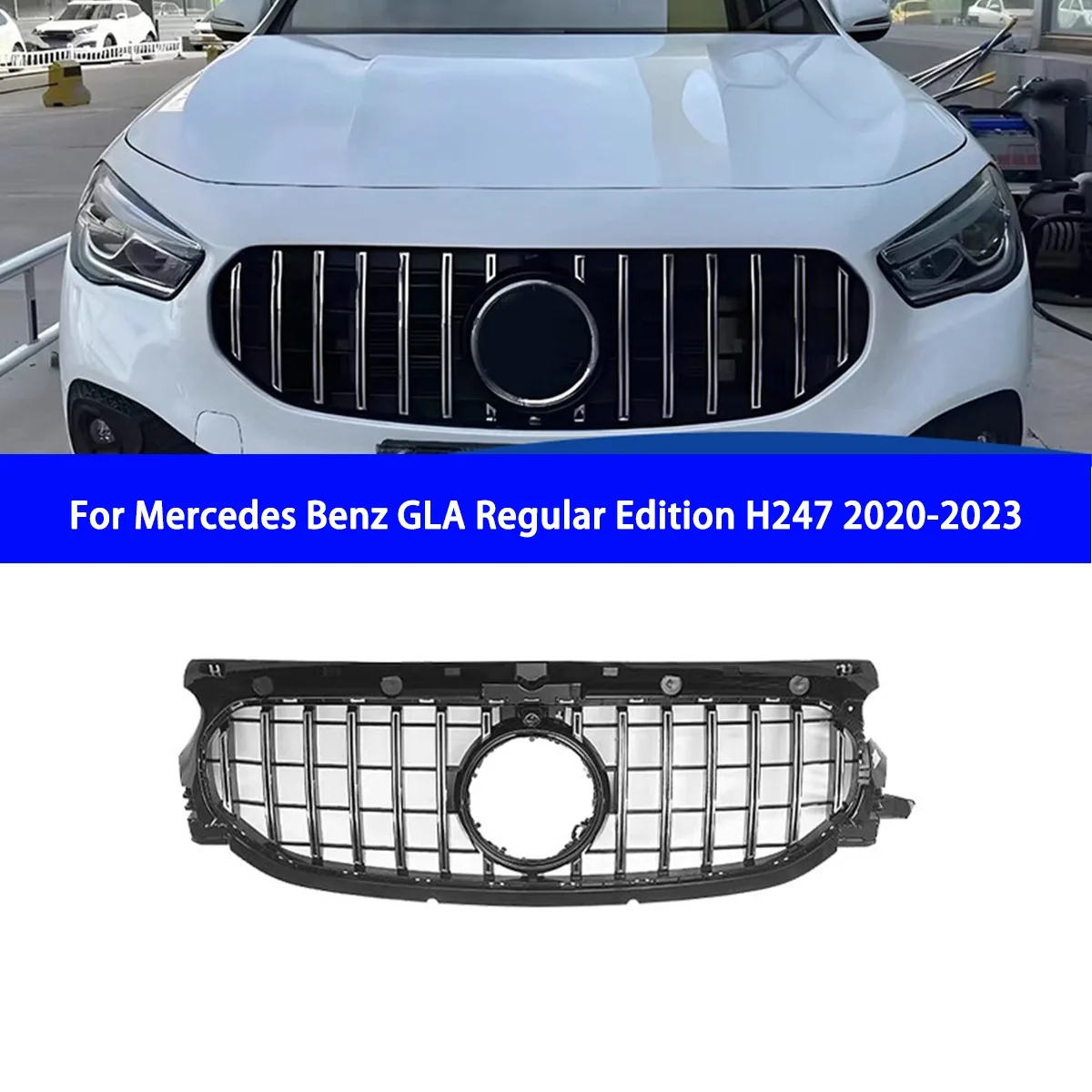 

Suitable for Mercedes Benz GLA Regular Version H247 2020-2023 Modified GT Vertical Clause Grille Original Car Replacement