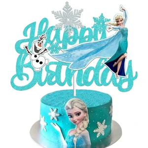 Disney Frozen Elsa Geburtstagdekorationen, gefrorene Königin Anna, Kuchen -Topper -Kit, Glas, Kuchen, Gerichtsmittel, Babyparty, Hochzeitsfeier 12 Hauptverkaufs -Top -Königin -Kuchen - №8