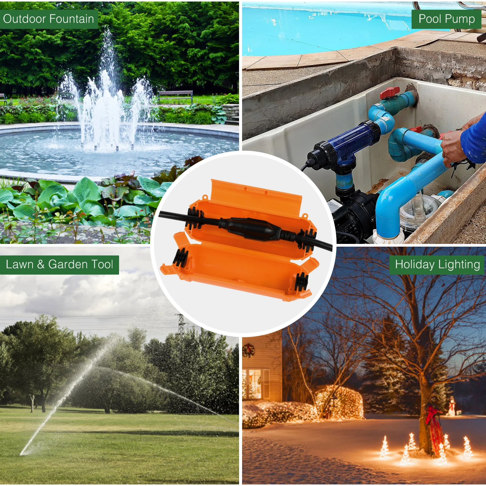 صندوق كهربائي مقاوم للطقس IP44 غطاء سلك تمديد مقاوم للماء لقابس أضواء زينة العطلات صندوق توصيل مقاوم للطقس #6