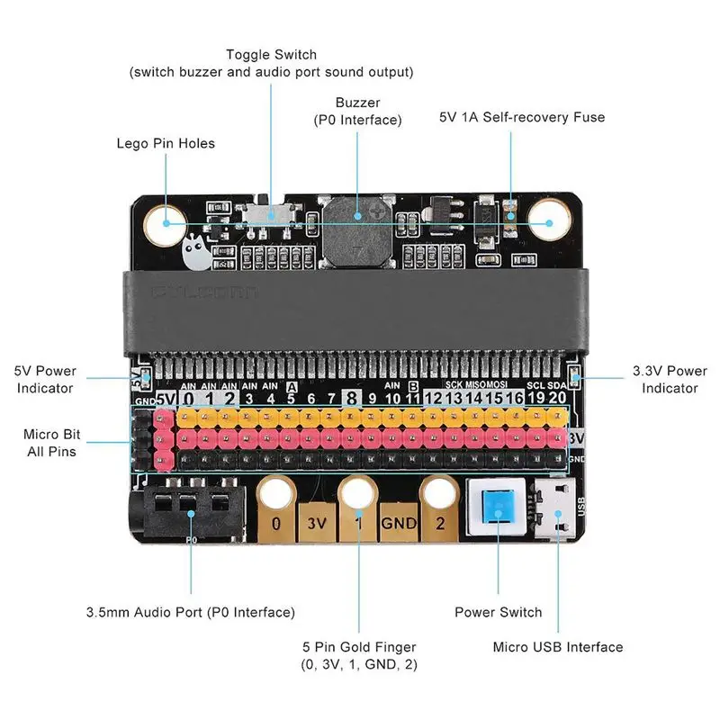 4X Micro-Bit Expansion Board IOBIT V2.0 Breakout Adapter Shield With Buzzer For BBC Micro:Bit Kids's Python