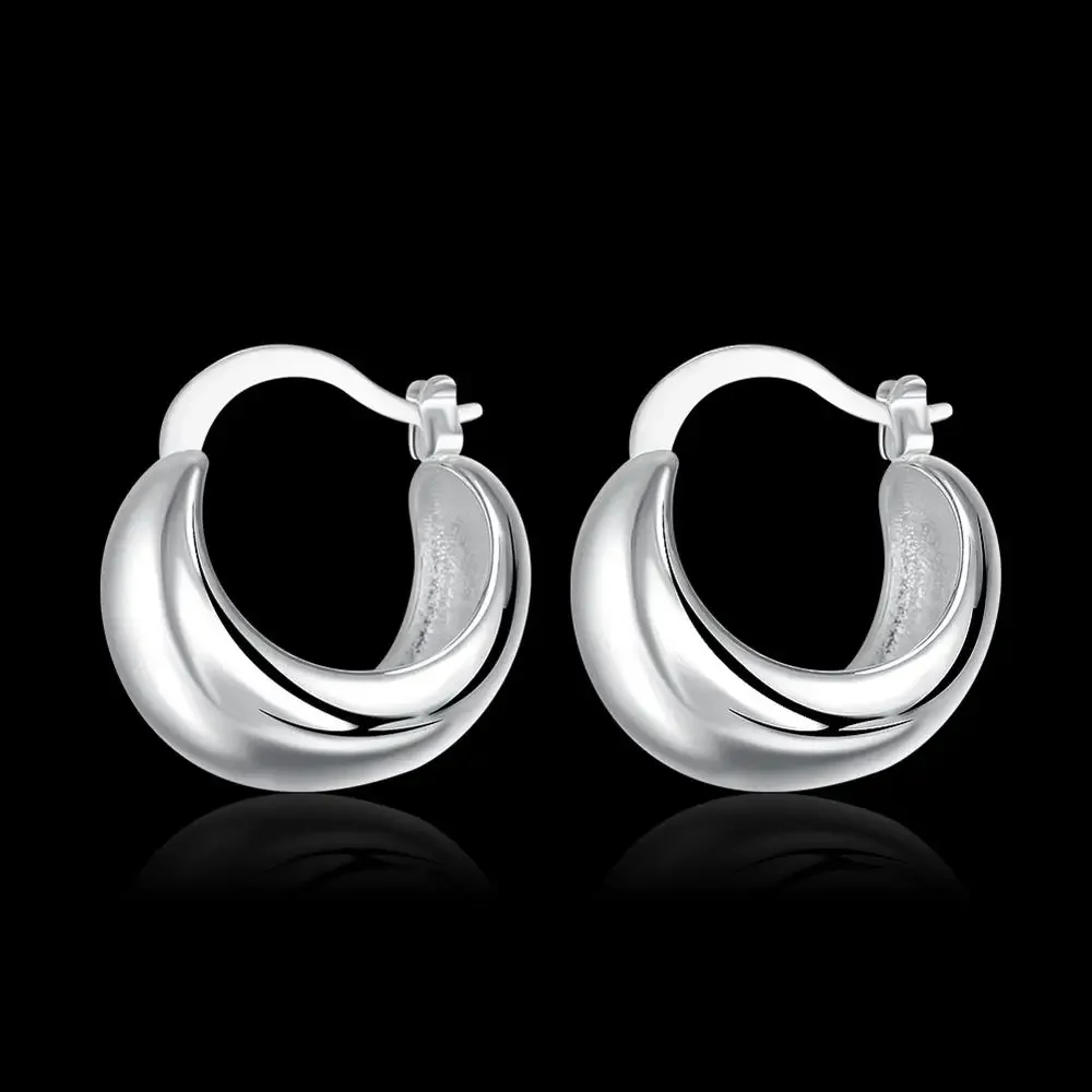 Hot Smooth round Earrings 925 Sterling Silver Fashion for Women classic Brands Jewelry Wedding party popular Christmas Gifts