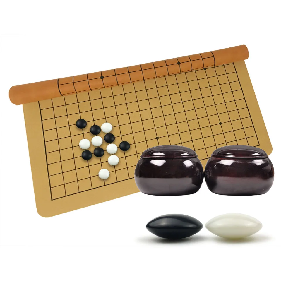 

Go Game Chess Set 361 Pieces For 19 Road PU board Wooden or Bamboo Jar Plastic Go Checkers Chinese Weiqi Table Board Chess Game