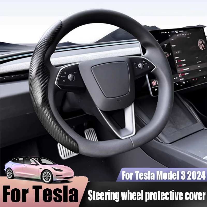 For Tesla Model 3 2024 steering wheel protective cover modification and upgrade automotive interior decoration accessories