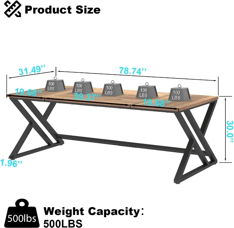 Rustic Large Computer Desk, Extra Long Industrial Home Office Desk, Wood Pc Writing Work Study Computer Table Desk, Farmhous