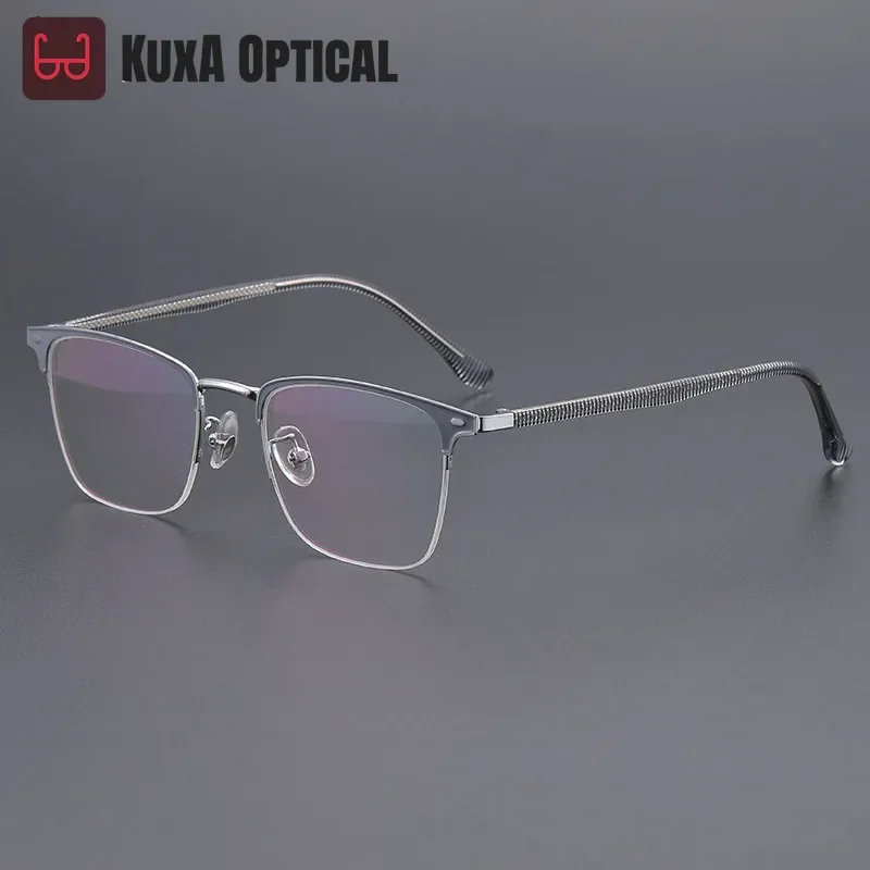 Lunettes de vue progressives demi-cerclées pour hommes, anti-lumière bleue, photochromiques, pour la myopie, style professionnel