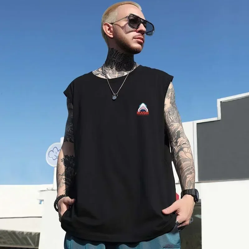 Summer Shark Graphic Printed Sleeveless Tee Shirt For Men Hip Hop Oversized Y2K Streetwear Tank Tops Hombre Anime Vest Clothing