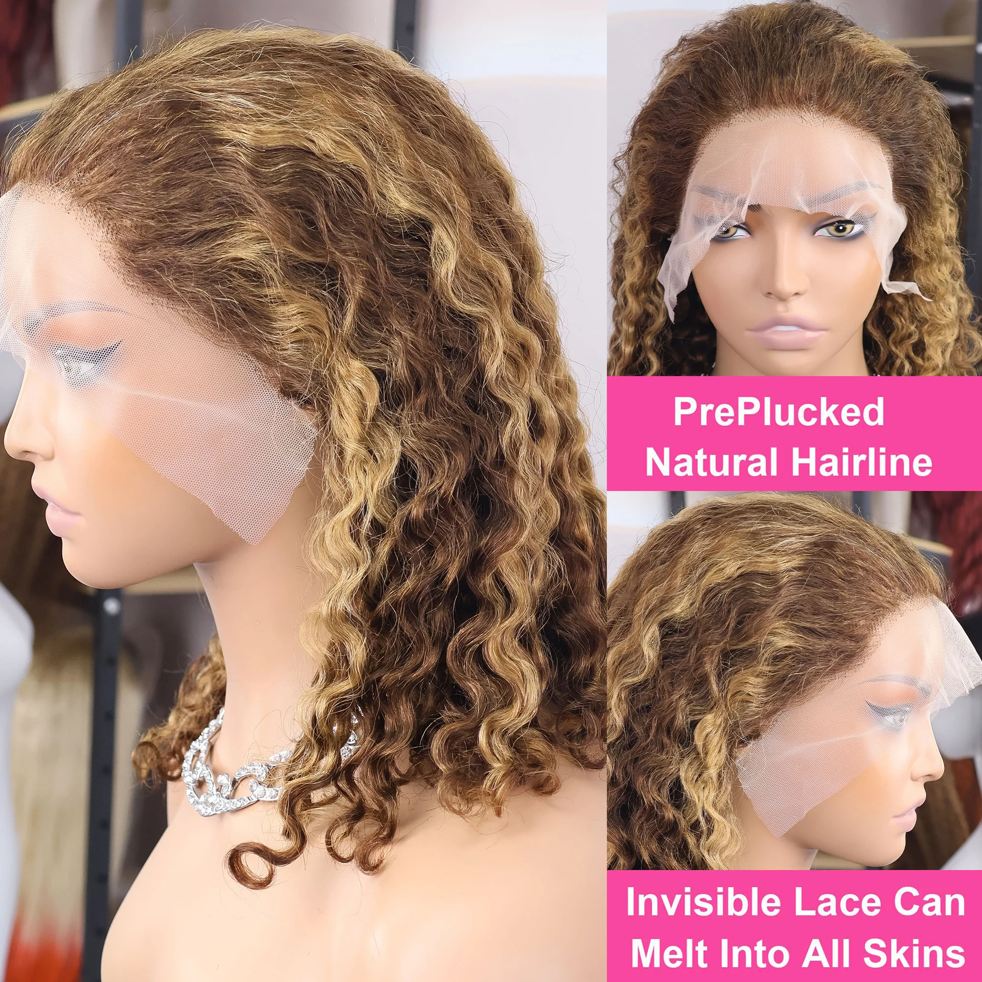 تسليط الضوء على أومبير موجة عميقة بوب 13x4 Hd الدانتيل الباروكة الأمامية البرازيلي شعر بشري مجعد الباروكات 427 موجة المياه الملونة قصيرة بوب شعر مستعار