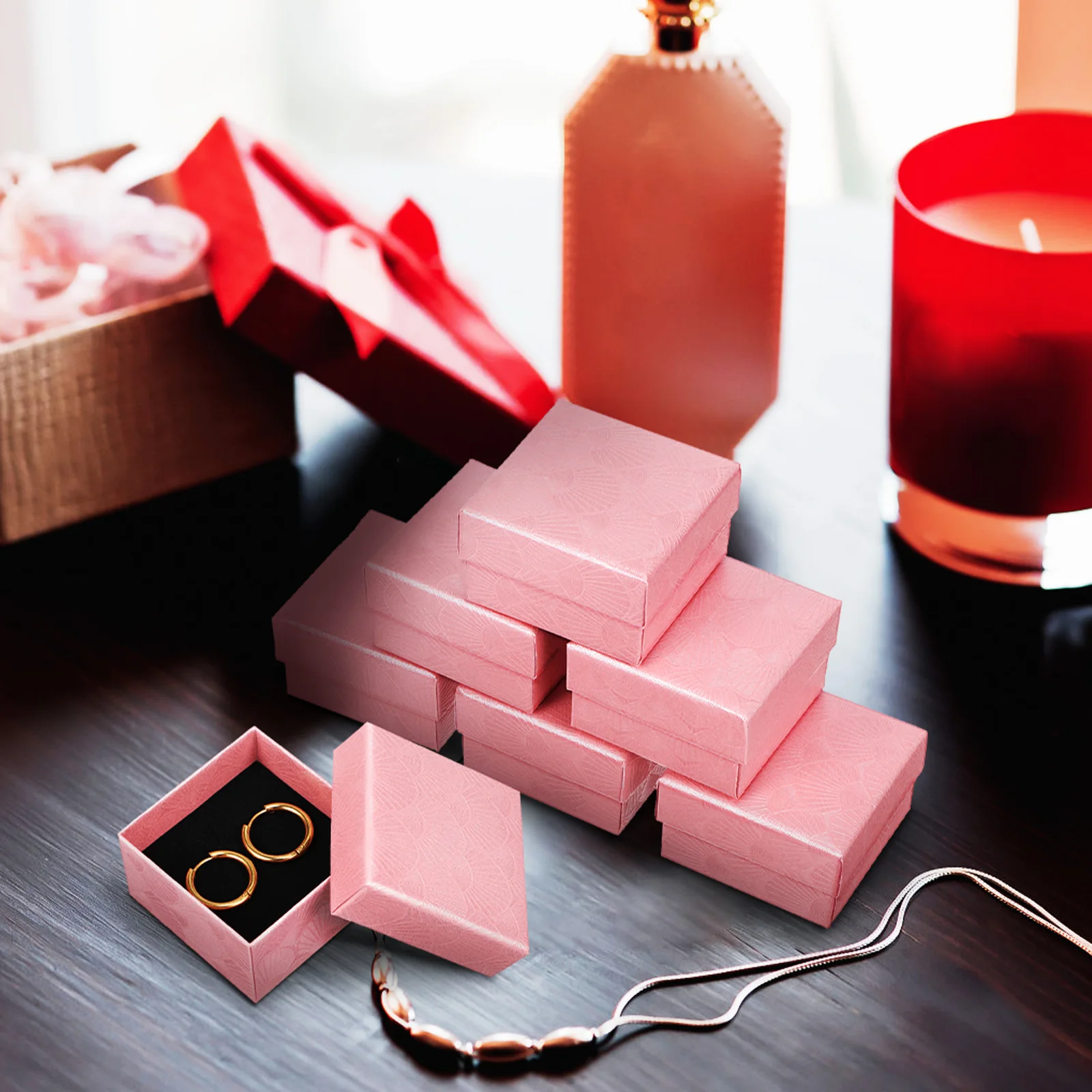 

24Pcs Jewelry Storage Box Organizer Stylish Design Black Sponge Interior Fine Workmanship Smooth Edges Engagement Wedding